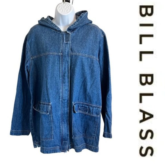 bill blass Jackets & Blazers - Vintage , Blassport , 1X , Bill Blass , Denim , Long Sleeve , Hooded Zip Up